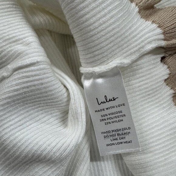 NWT Lulus Preppy Tendencies Ivory Ribbed Knit Ruffled Mini Sweater Skirt - Picture 7 of 7